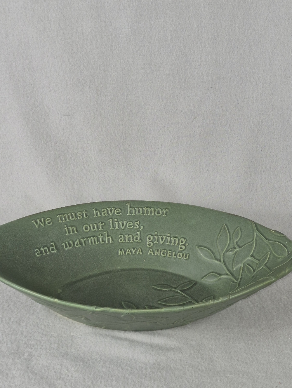 Maya Angelou “Life Mosaic” Hallmark Collectible Bowl – 2003 – Green Oval – Rare